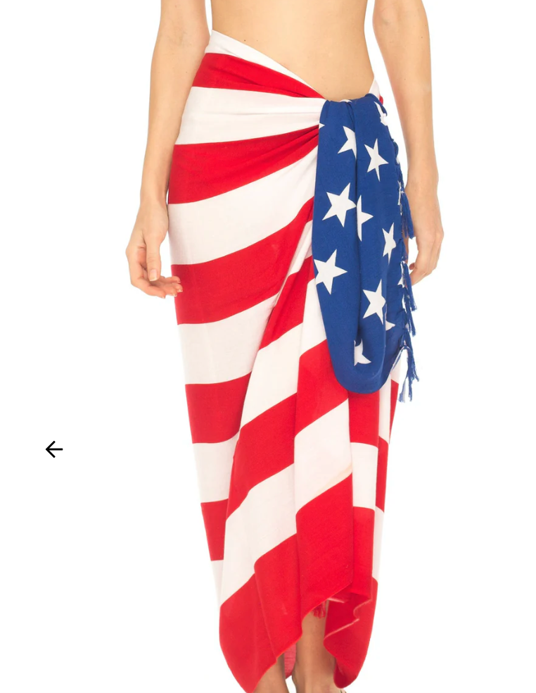 CA-RIO-CA TEAM USA FLAG CANGA - Red White & Blue - Brazilian Beach Towel (Sarong/Pareo)