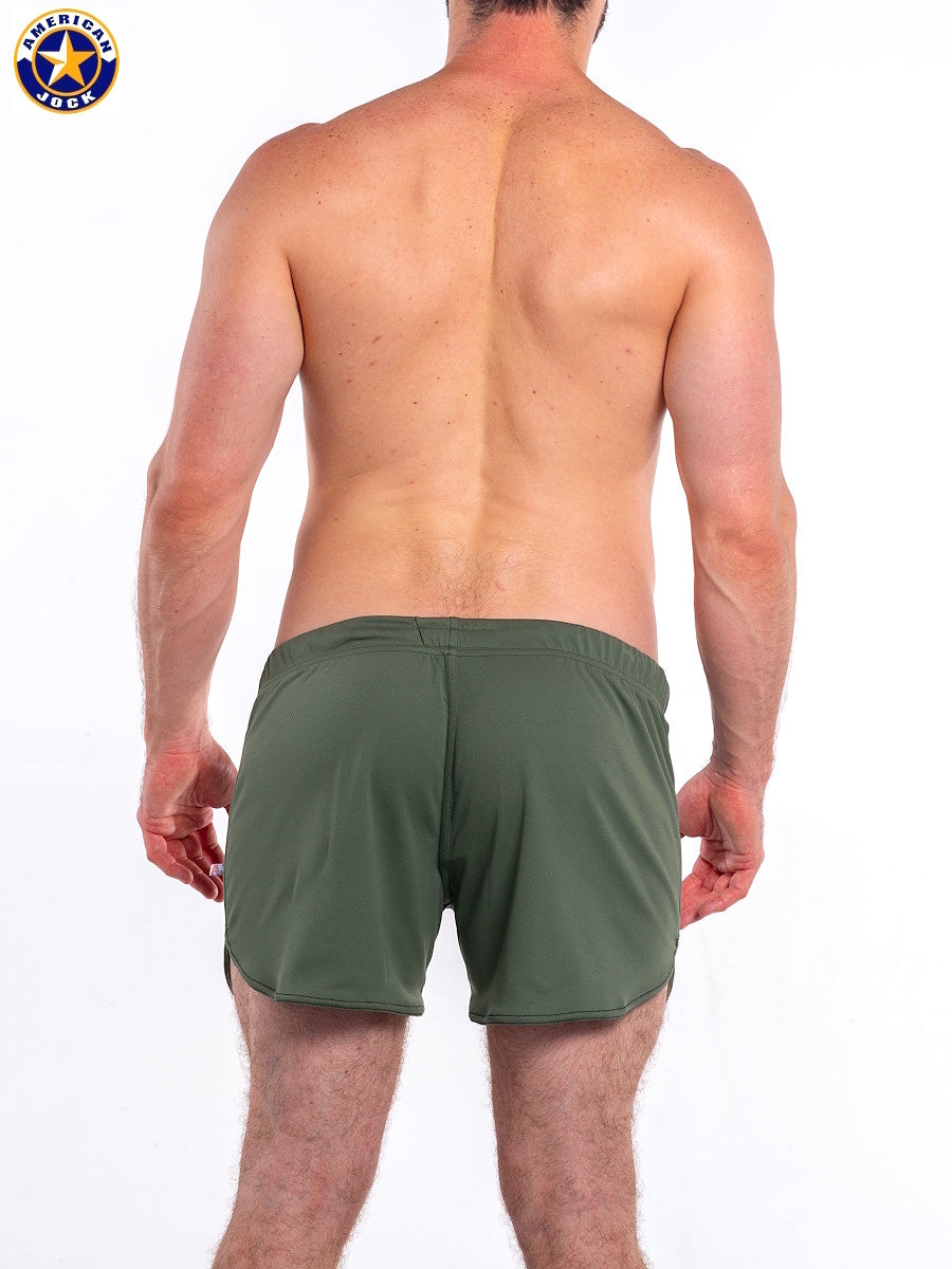 AMERICAN JOCK 8839 Men's Gym Short with Built-in Jockstrap - Basil