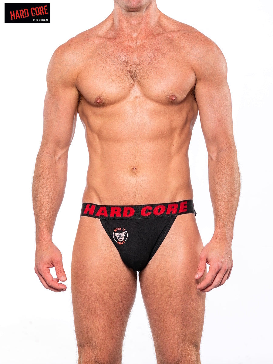 Hard Core 3909 Men's Suck it Piggy Jockstrap - Black