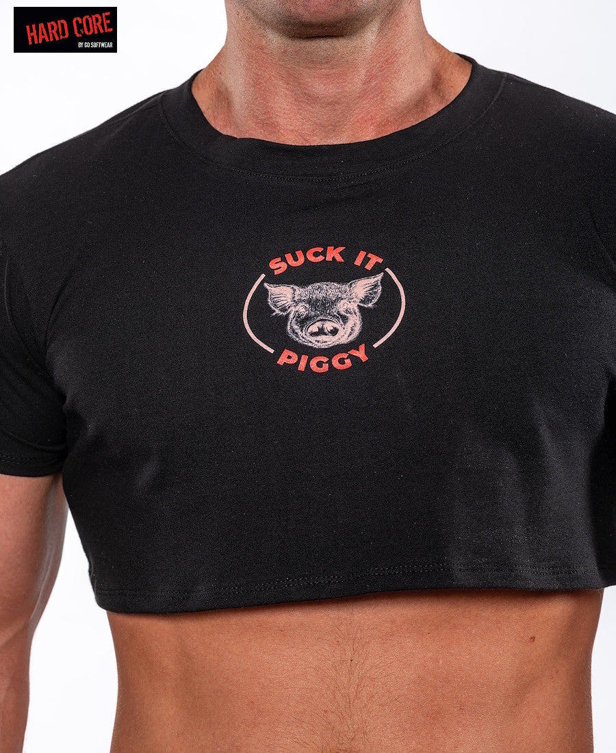 Hard Core 3906 Men's Suck it Piggy Half Tee - Black