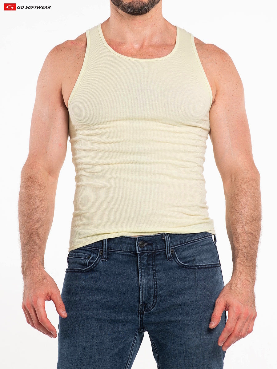 Go Softwear 4615 Men's So Cal Rib Tank Top - Lemon Grass