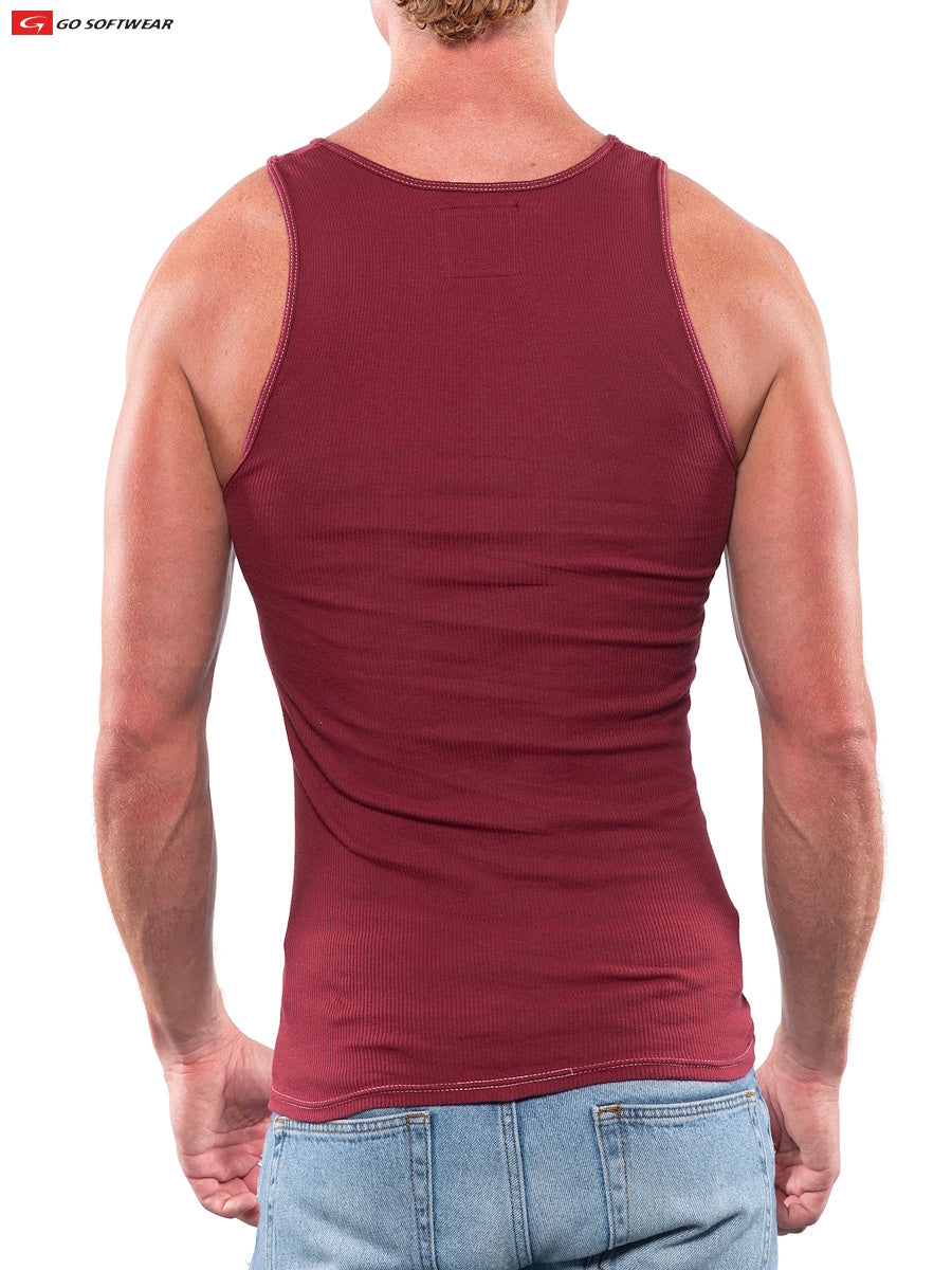 Go Softwear 4615 Men's Rib Tank Top - Cardinal