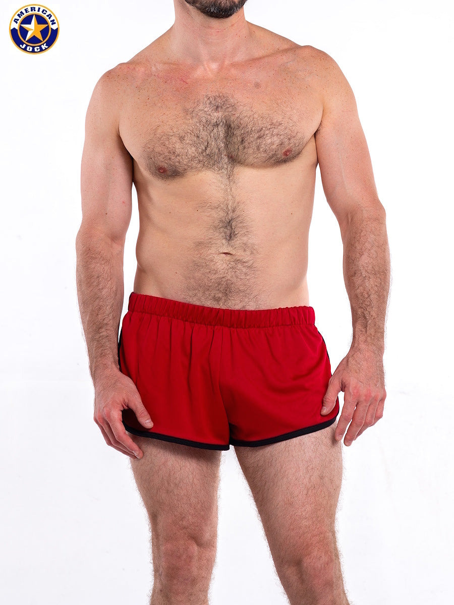 AMERICAN JOCK 8833 Men's Gym Jogging Short with Liner - Cardinal