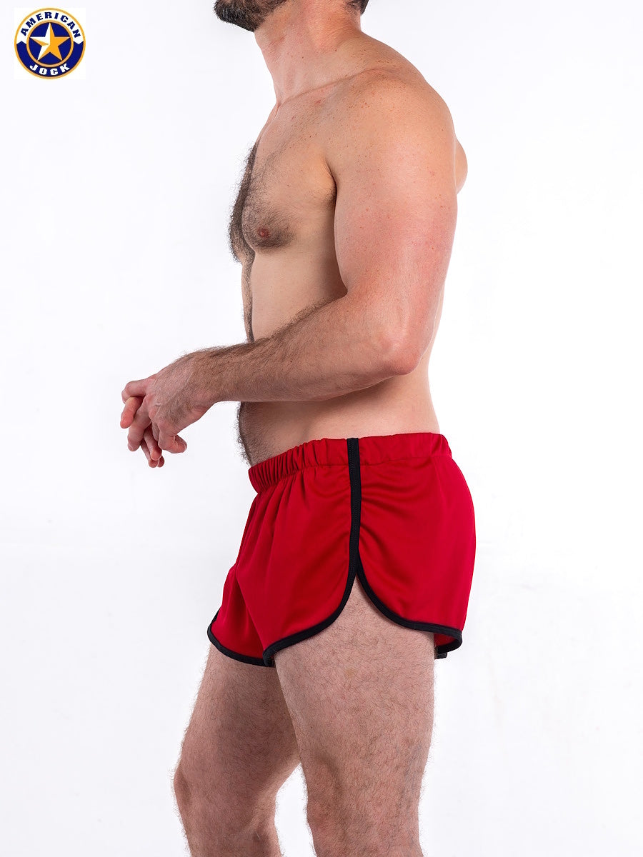 AMERICAN JOCK 8833 Men's Gym Jogging Short with Liner - Cardinal