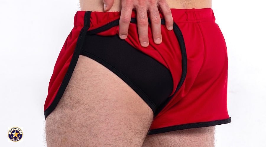 AMERICAN JOCK 8833 Men's Gym Jogging Short with Liner - Cardinal
