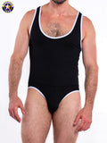 AMERICAN JOCK 8138 Men's Basics Jock Singlet - Black/White
