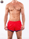 AMERICAN JOCK 8026 Men's Skins 7 Â½â€ Sprint Short w/Liner - Ribbon Red