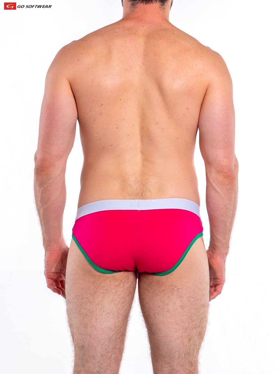 Go Softwear 4601 Men's Cal. Contour Pouch Bikini - Fandango Pink/Deep Mint