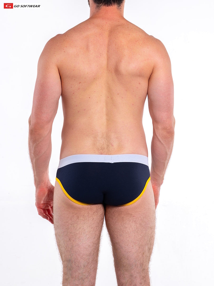 Go Softwear 4601 Men's Cal. Contour Pouch Bikini - Navy/Yellow
