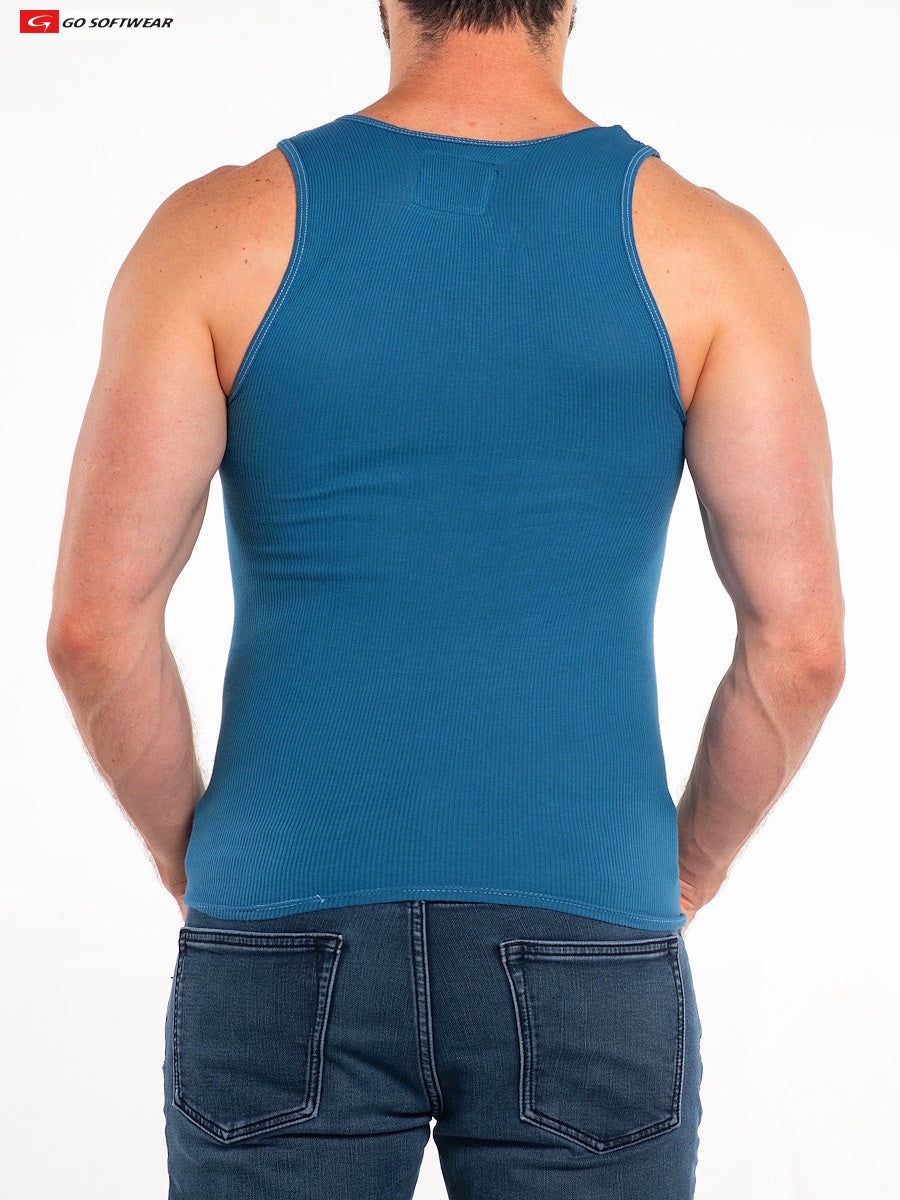 Go Softwear 4615 Men's So Cal Rib Tank Top - Lyon Blue