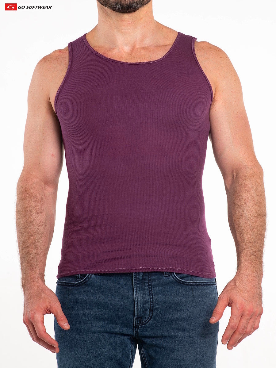 Go Softwear 4615 Men's So Cal Rib Tank Top - Plum Wine