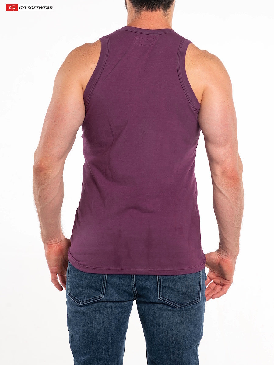 Go Softwear 4685 Men's So Cal Cotton Stretch Tank - Plum Wine