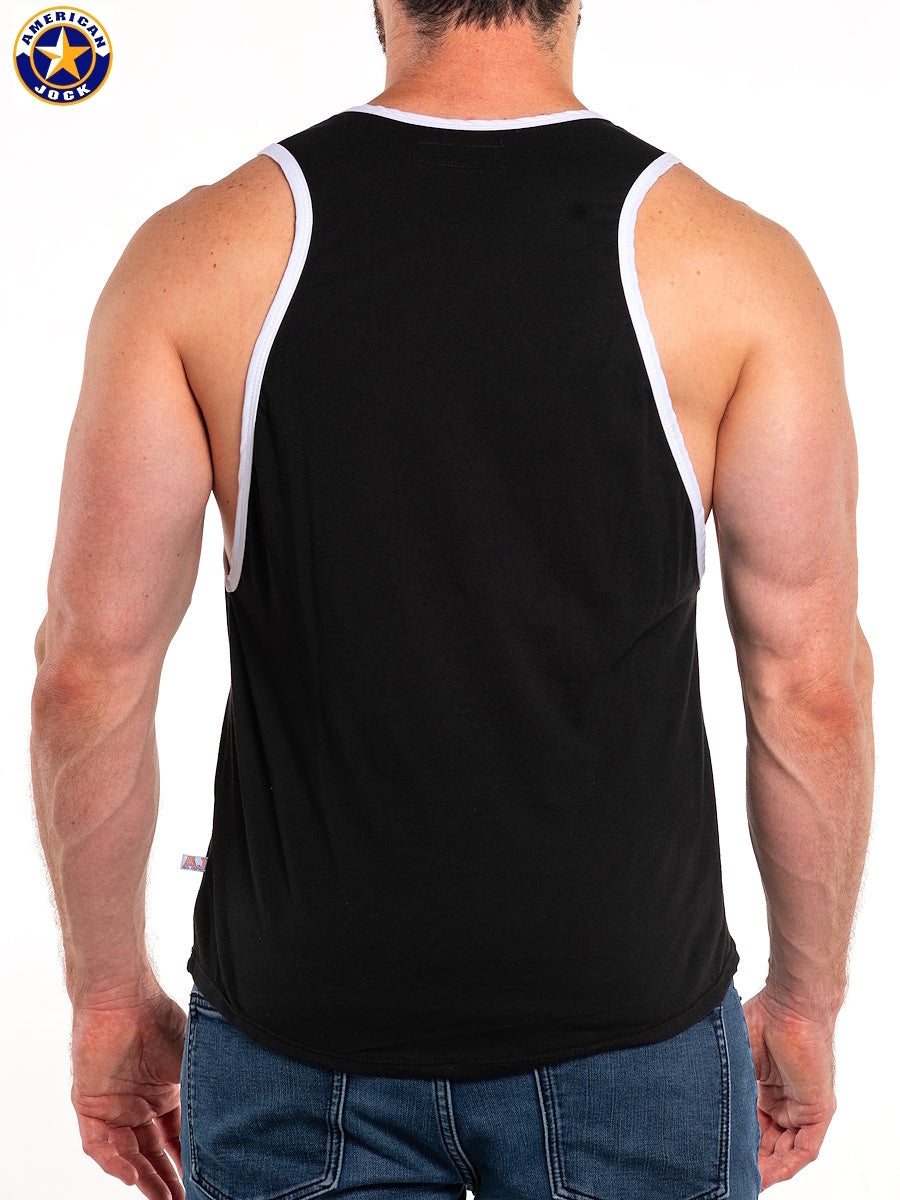 AMERICAN JOCK 8115 Men's Basics Deep Armhole Tank - Black/White