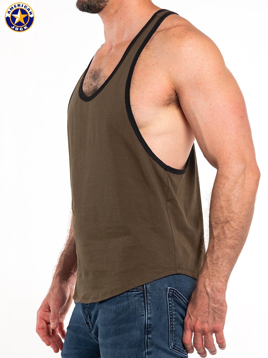 AMERICAN JOCK 8827 Men's Gym Tank Top - Bronze Green