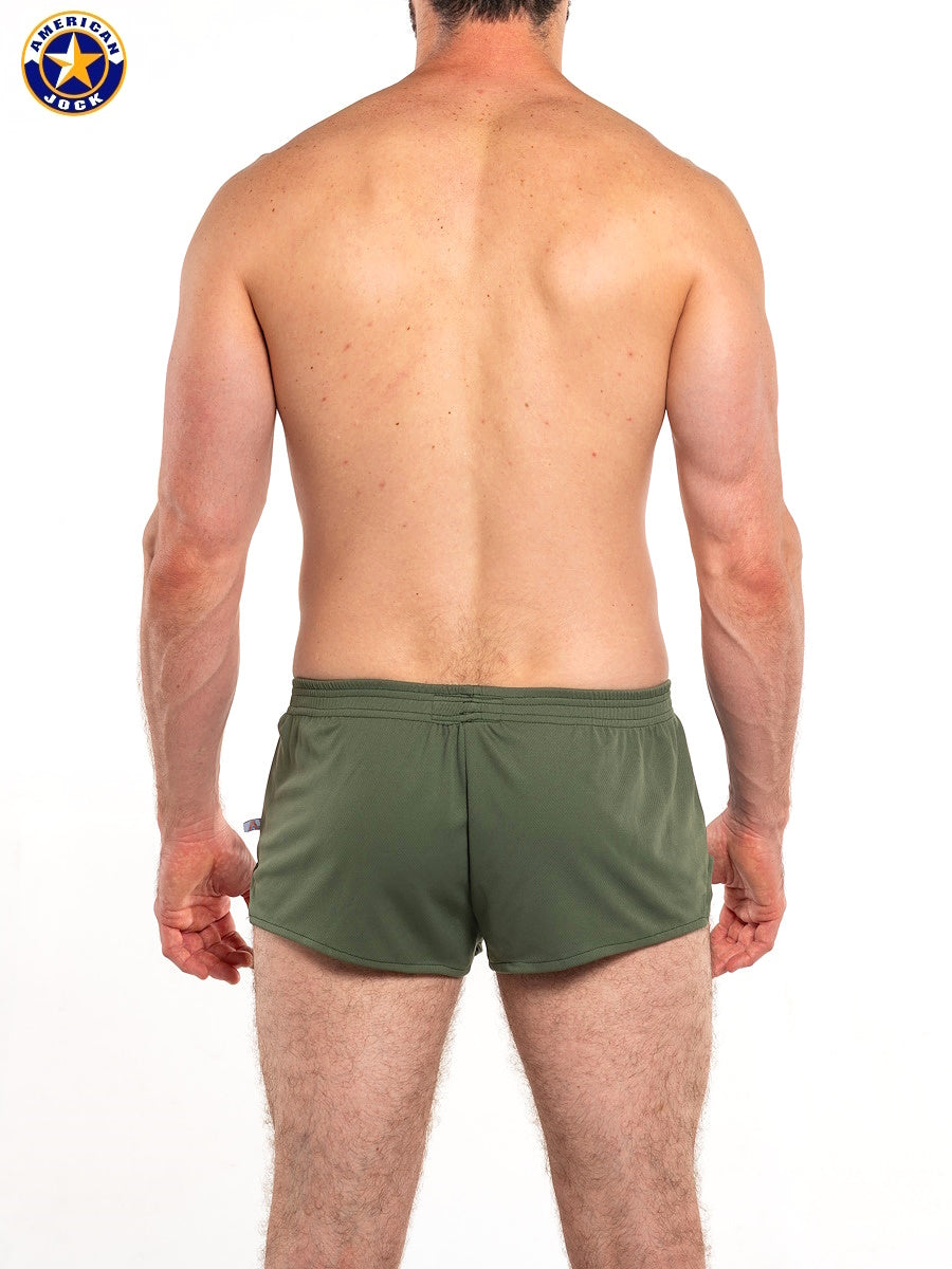 AMERICAN JOCK 8316 Men's Ultra Running Short - Olive