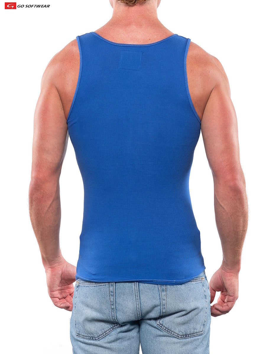 Go Softwear 4615 Men's Rib Tank Top - Cadet Blue