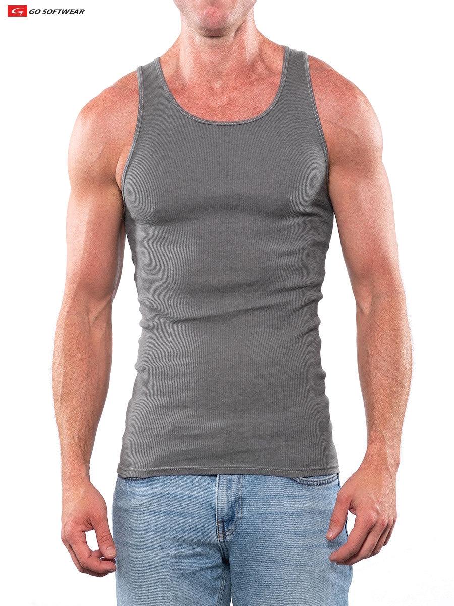 Go Softwear 4615 Men's Rib Tank Top - Charcoal