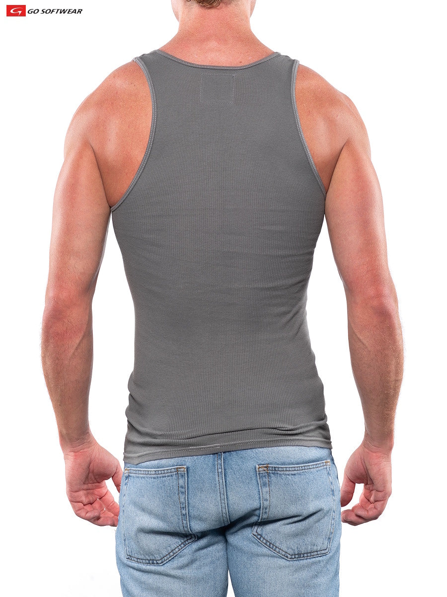 Go Softwear 4615 Men's Rib Tank Top - Charcoal