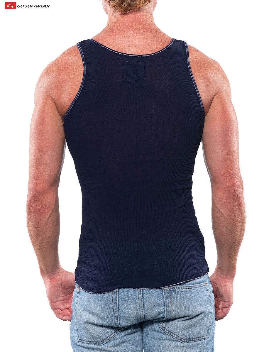 Go Softwear 4615 Men's Rib Tank Top - Navy