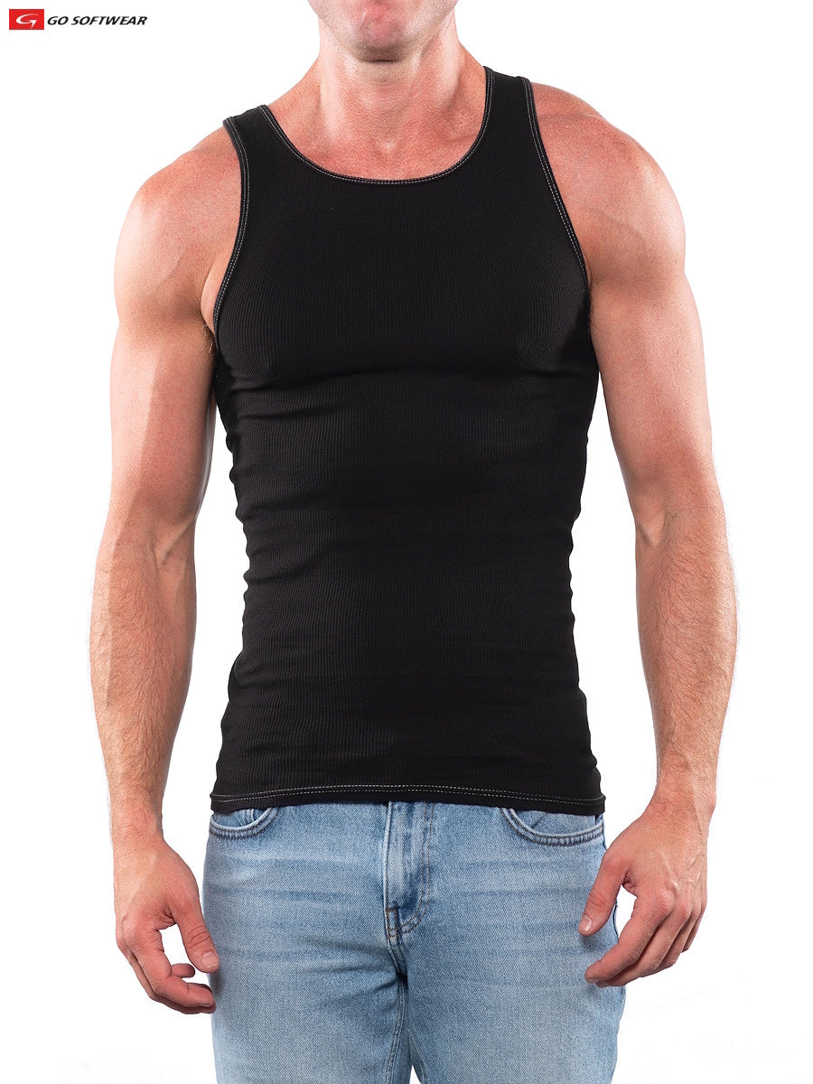Go Softwear 4615 Men's Rib Tank Top - Black