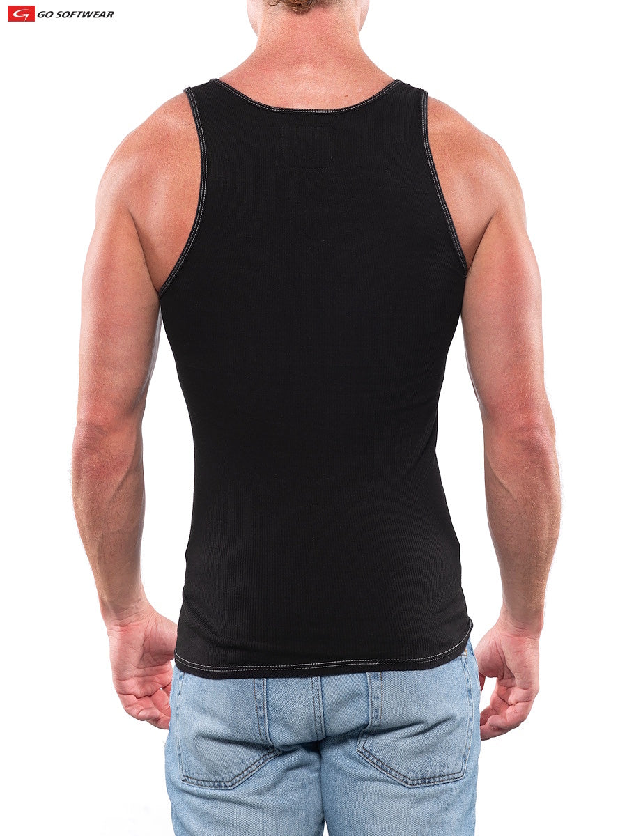 Go Softwear 4615 Men's Rib Tank Top - Black