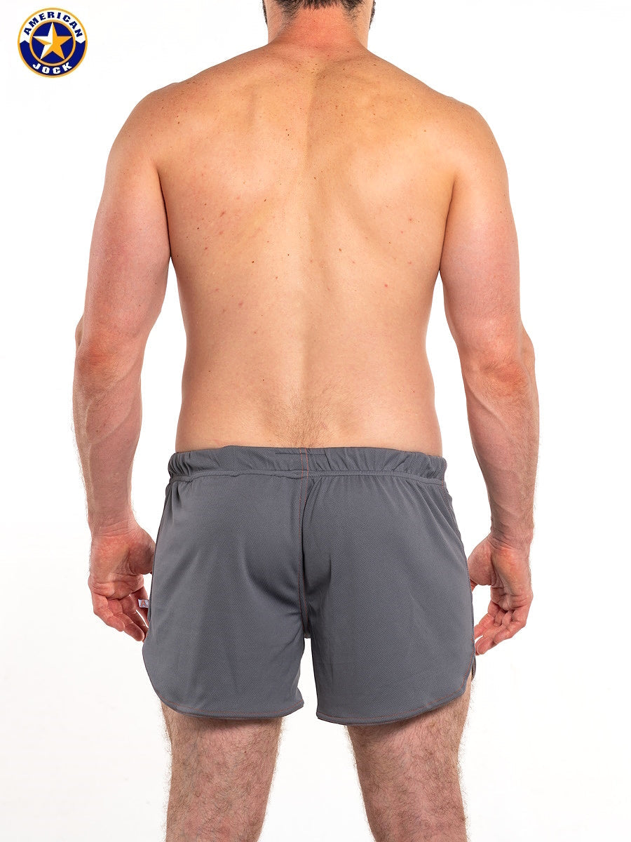 AMERICAN JOCK 8359 Men's 11" Workout Short w/Built-In Jockstrap - Grey