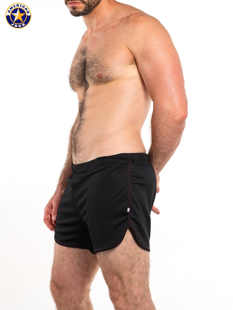 AMERICAN JOCK 8359 Men's 11" Workout Short w/Built-In Jockstrap - Black