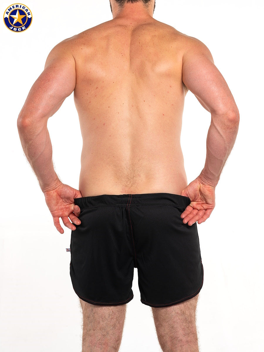 AMERICAN JOCK 8359 Men's 11" Workout Short w/Built-In Jockstrap - Black