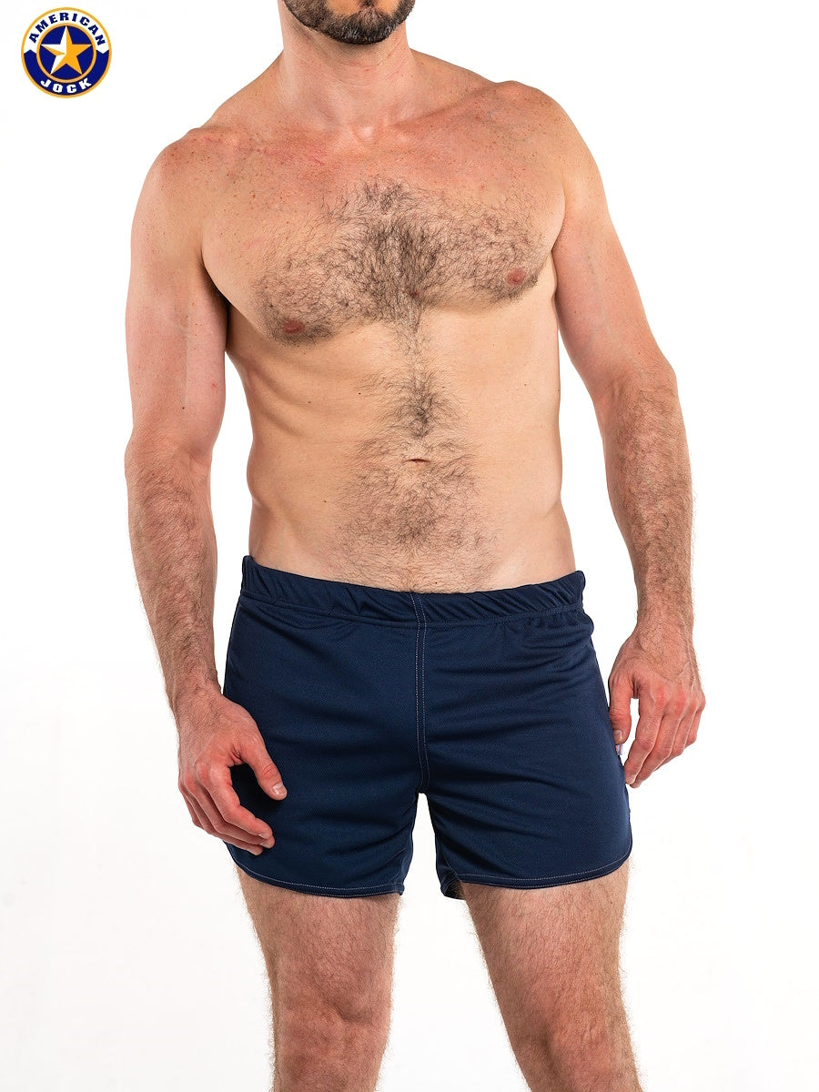 AMERICAN JOCK 8359 Men's 11" Workout Short w/Built-In Jockstrap - Navy