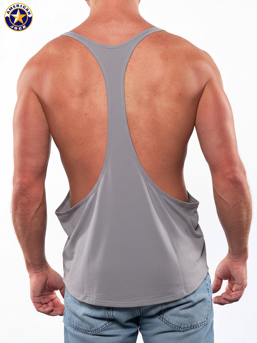 AMERICAN JOCK 8027 Men's Gym Bodybuilding String Tank - Grey