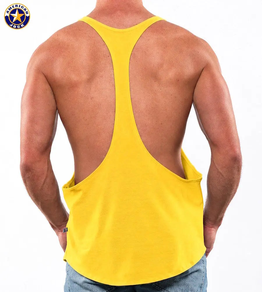 AMERICAN JOCK 8027 Men's Gym Bodybuilding String Tank Muscle Gold