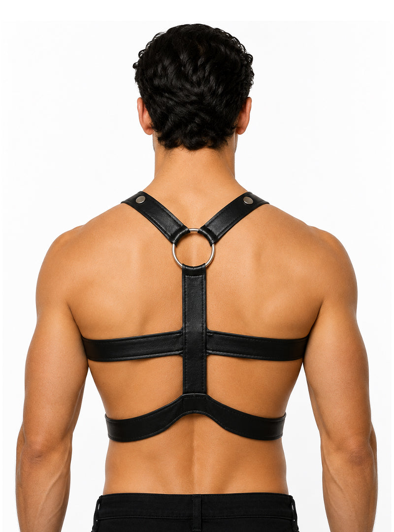 Tartarus Men's Faux Leather Ring Harness, Body Accessory