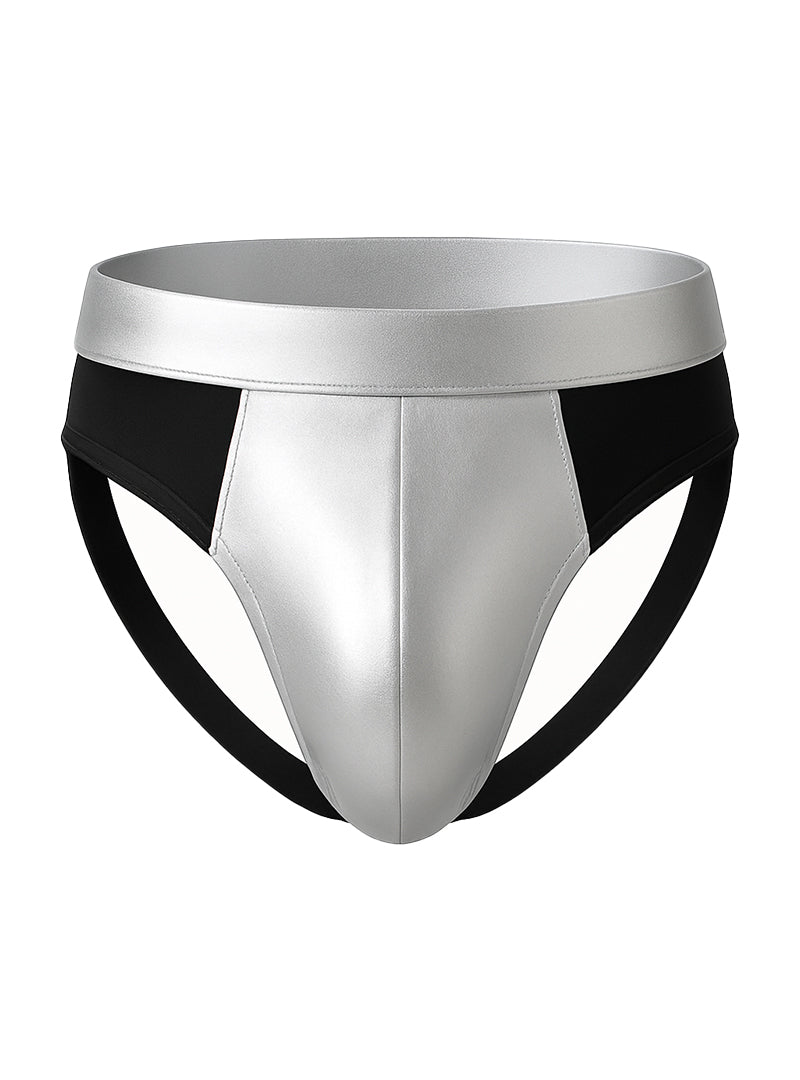 Tartarus Men's Low Rise Coated Two-Tone Jockstrap Metallic Underwear