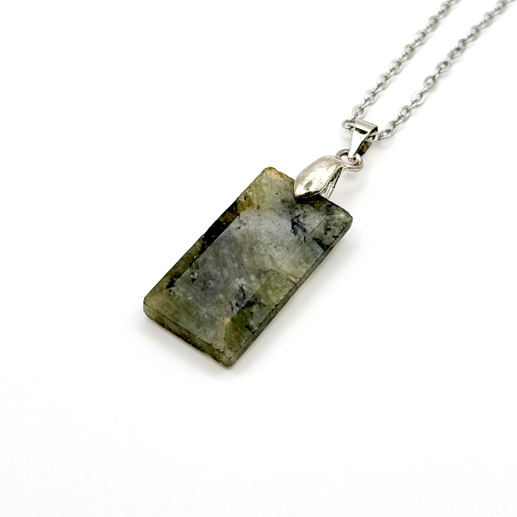 Rectangle Faceted Natural Stone Necklace