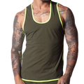 Gigo Typerhot Green tank top front view, smooth fabric with bright neon yellow trim accents.