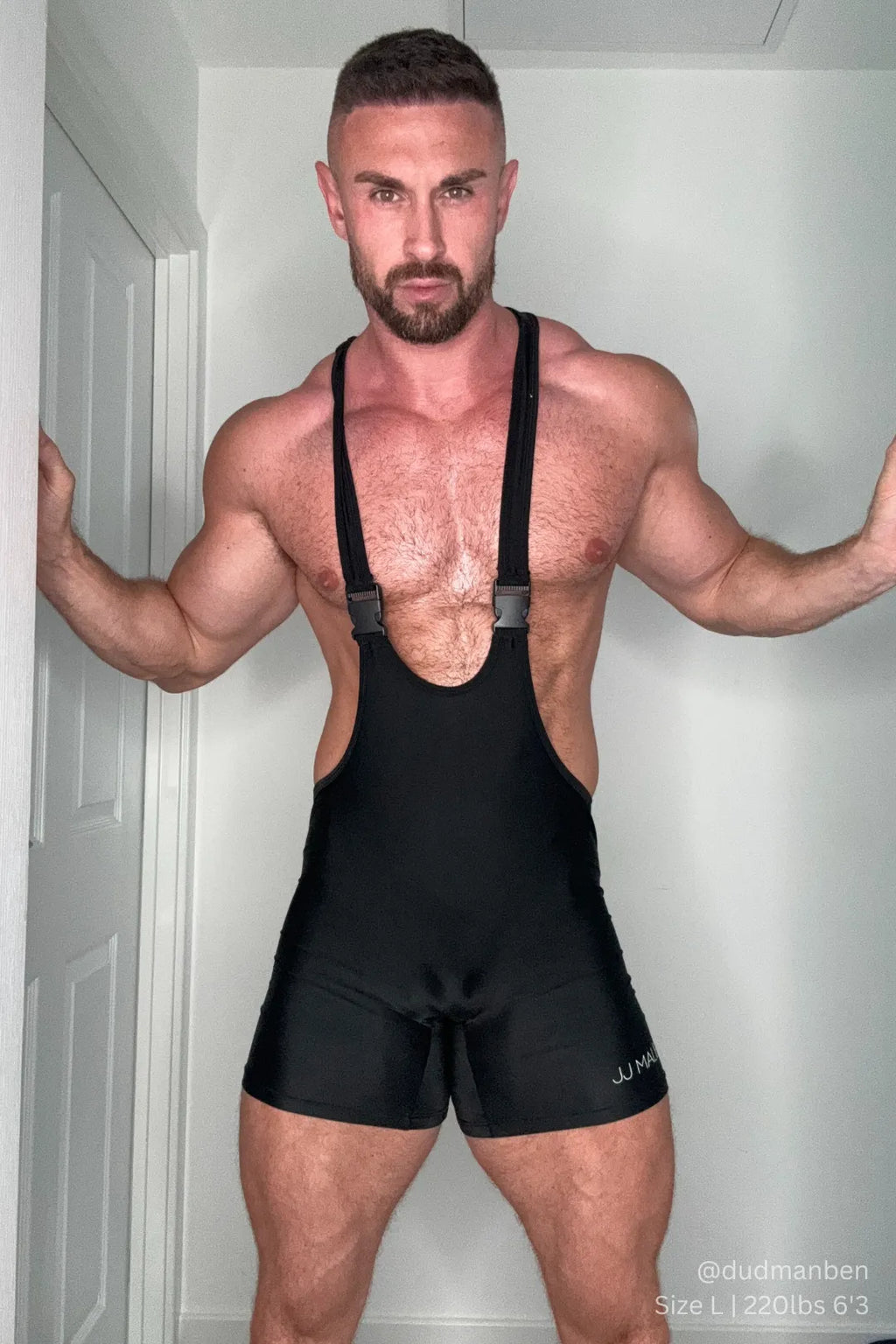 JJ Malibu Men's Athletic Wrestling Singlet Bodysuit  - Obsidian