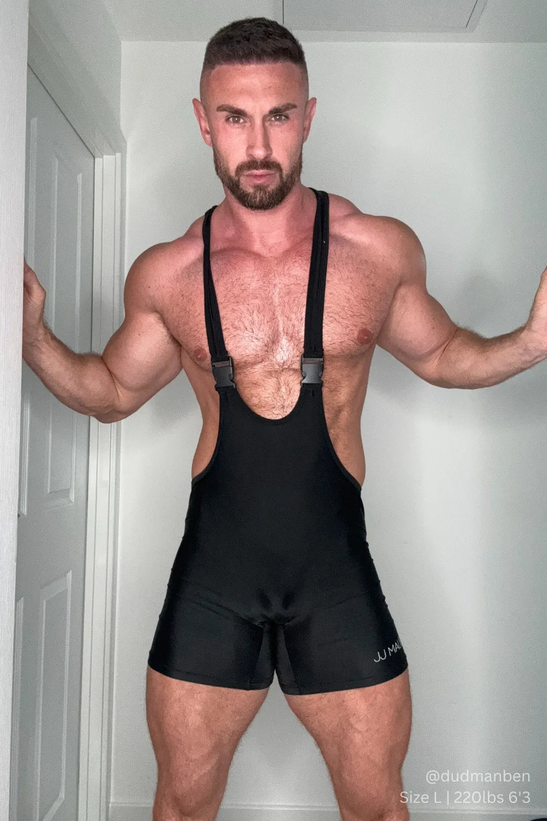 JJ Malibu Men's Athletic Wrestling Singlet Bodysuit  - Obsidian