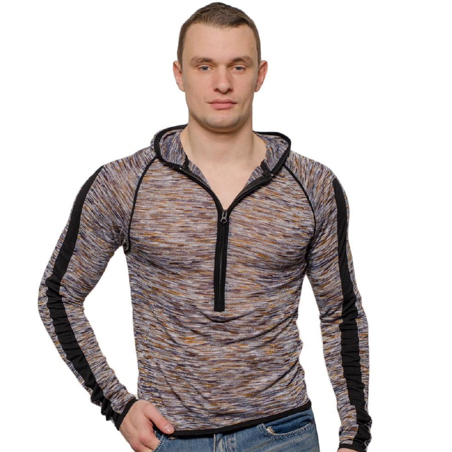 Undergear Men's Ribbed Zipper Hooded Top