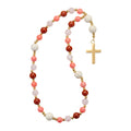 Veri Pink & Gold Bead Anglican Rosary with Gold Cross
