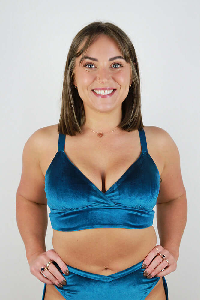 Verona Velvet Bikini Bra Teal