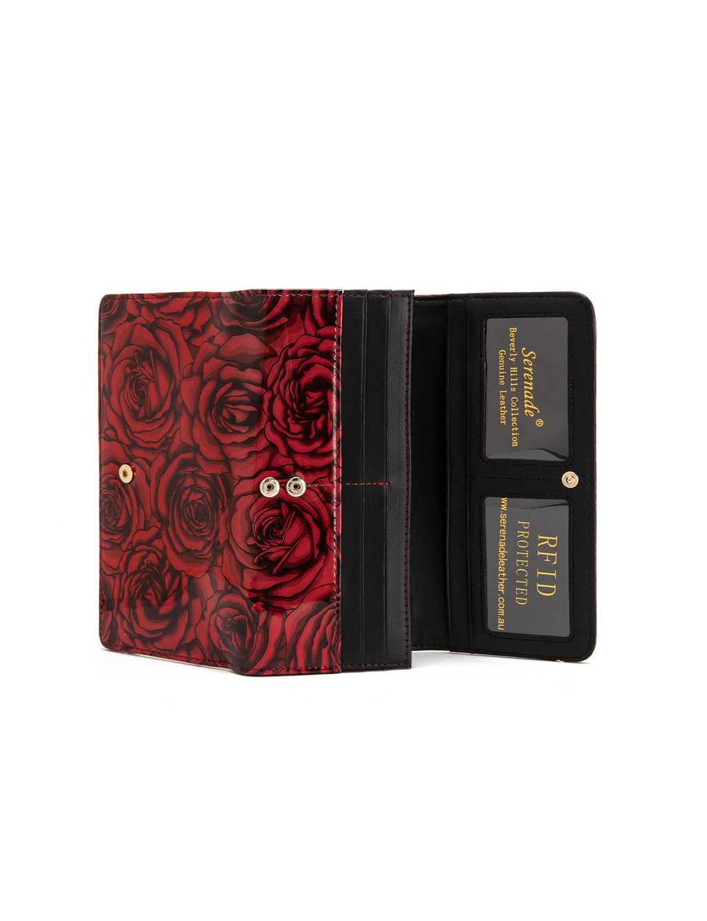 ROSE BUDS LARGE  PATENT LEATHER WALLET WITH RFID- WSF3801