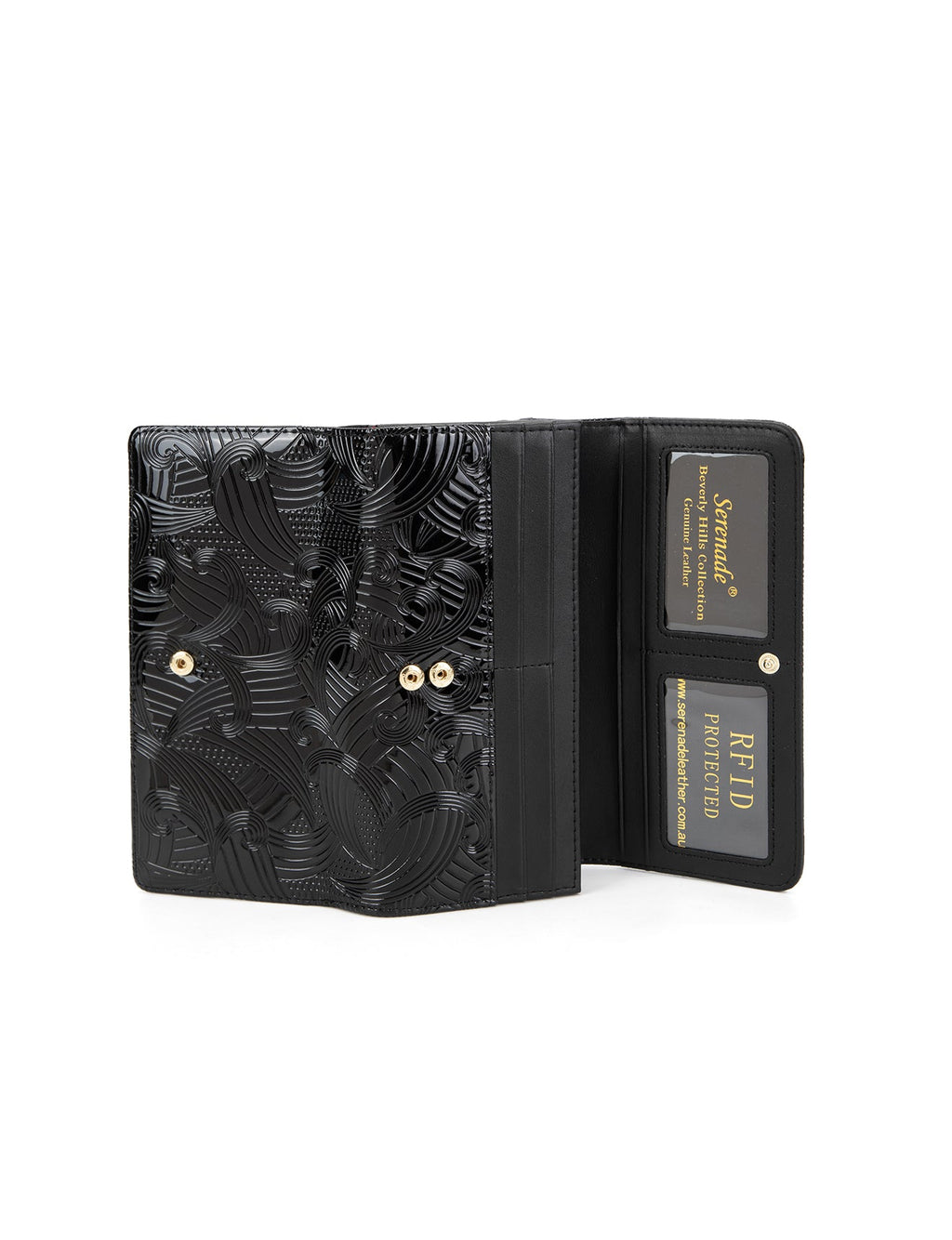 AMIRA LARGE  PATENT LEATHER WALLET WITH RFID- WSF4501-BLK