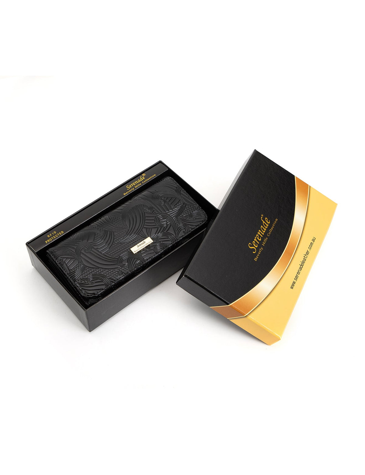 AMIRA LARGE  PATENT LEATHER WALLET WITH RFID- WSF4501-BLK