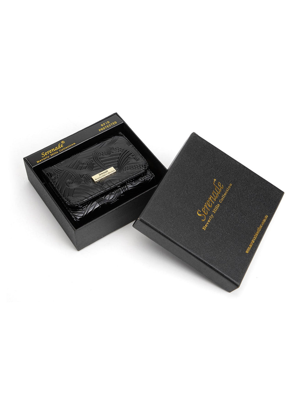 AMIRA SML PATENT LEATHER WALLET WITH RFID- WSF4503-BLK
