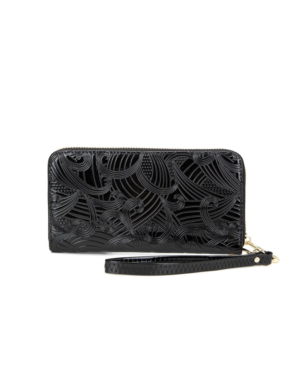 AMIRA ZIP AROUND LEATHER RFID WALLET- WSF4516-BLK