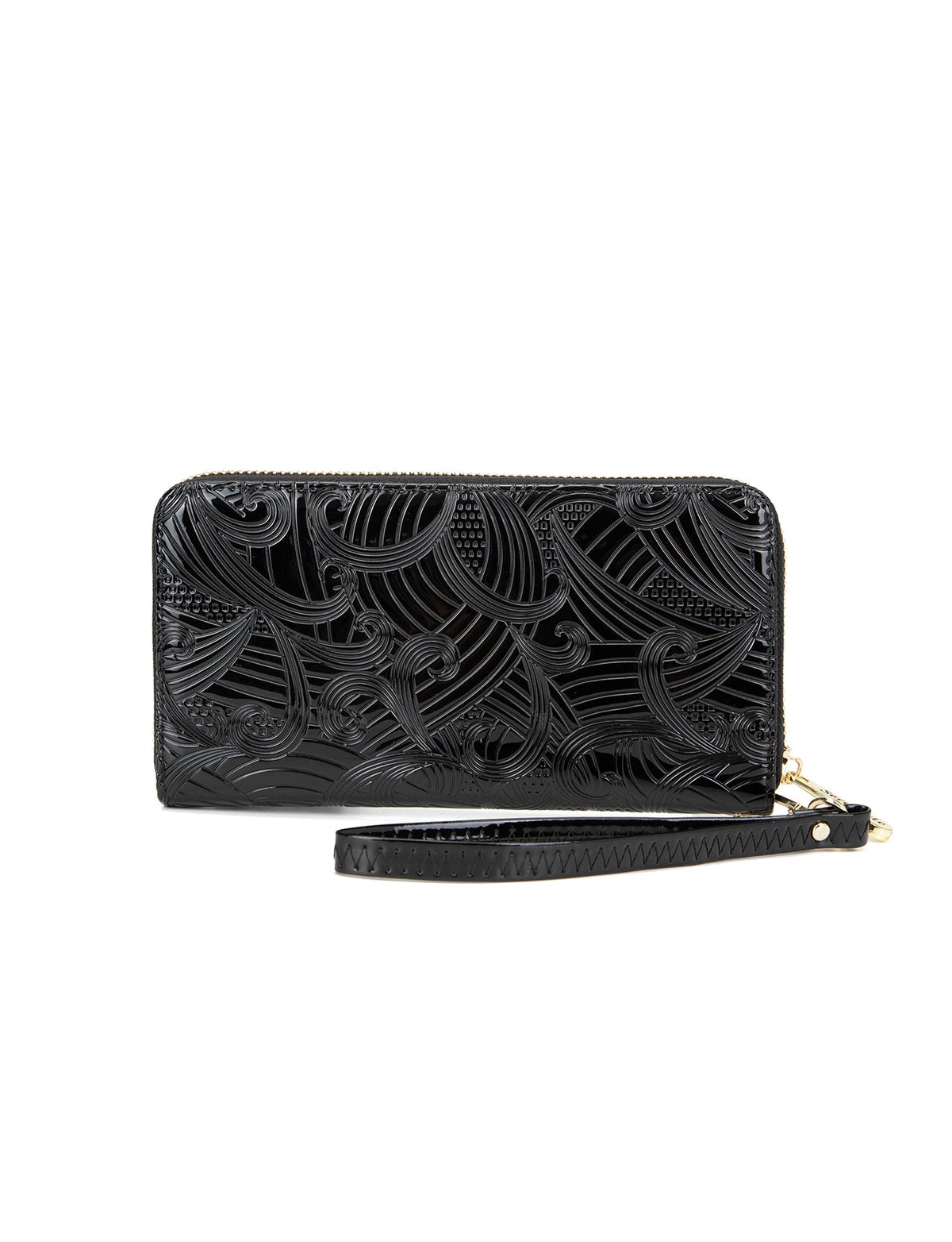 AMIRA ZIP AROUND LEATHER RFID WALLET- WSF4516-BLK