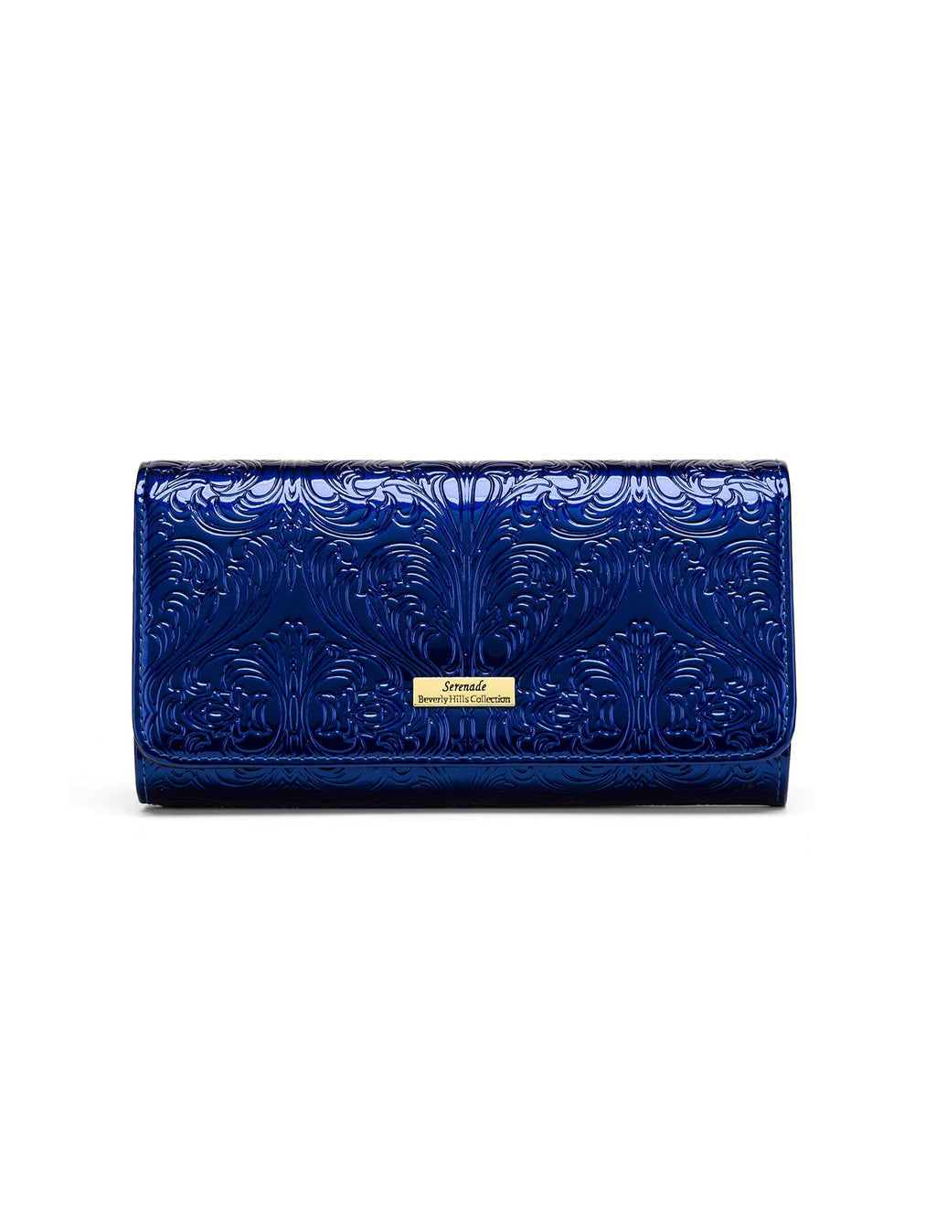 CAROLINA LARGE PATENT LEATHER WALLET WITH RFID - BLUE