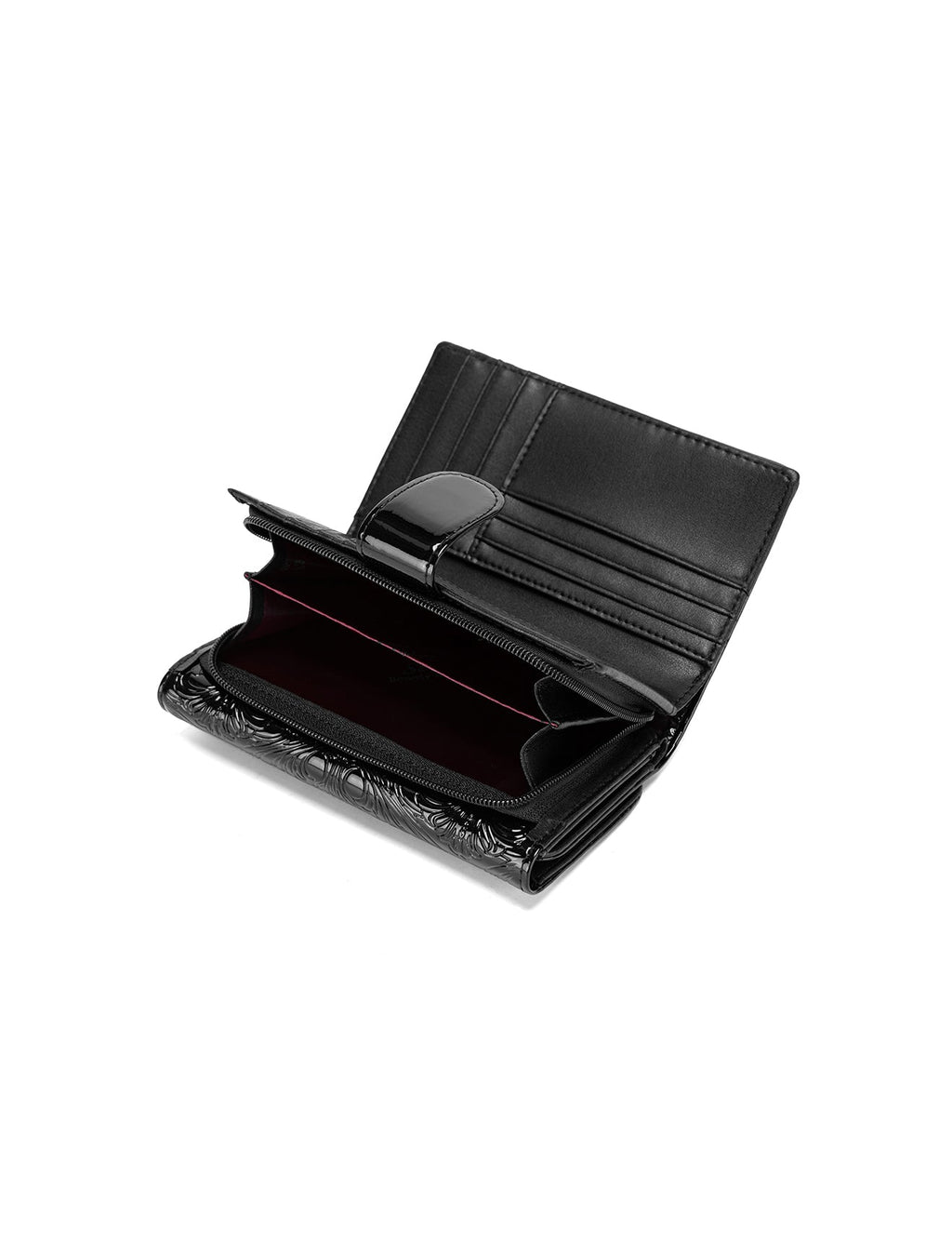 CAROLINA MEDIUM PATENT LEATHER WALLET WITH RFID - BLACK