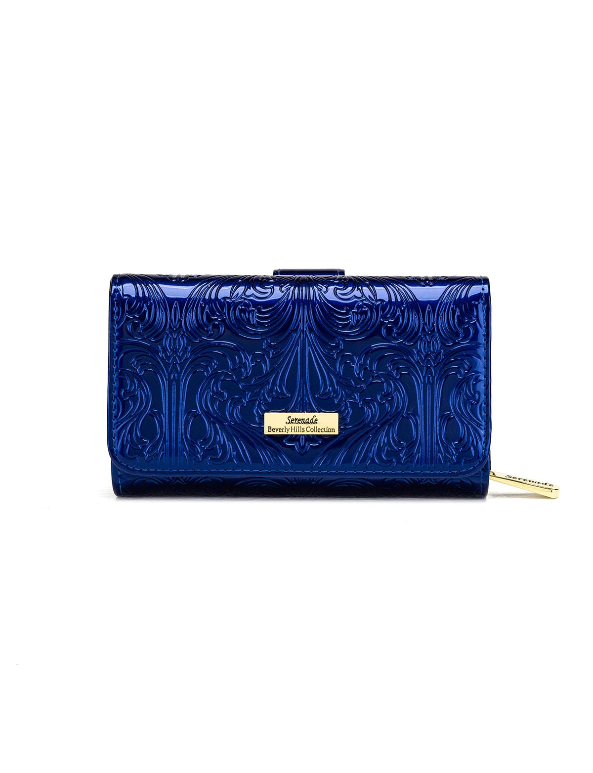 CAROLINA MEDIUM PATENT LEATHER WALLET WITH RFID - BLUE