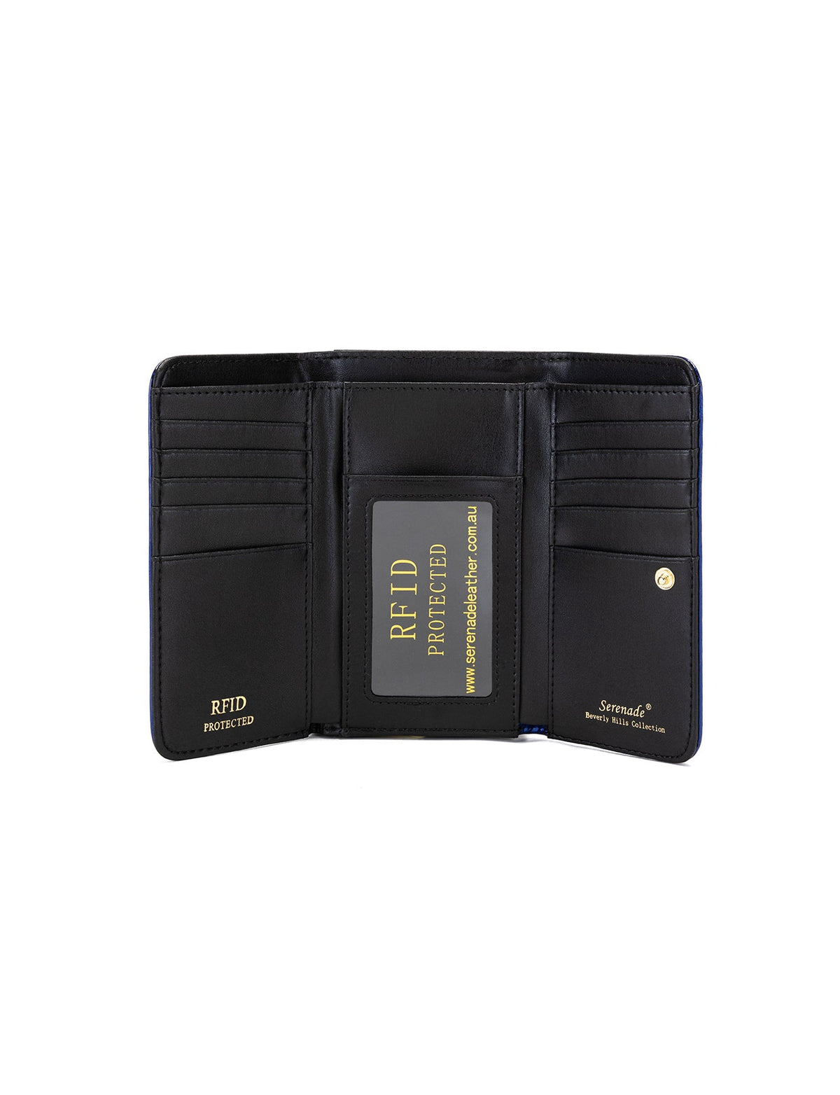 CAROLINA MEDIUM PATENT LEATHER WALLET WITH RFID - BLUE